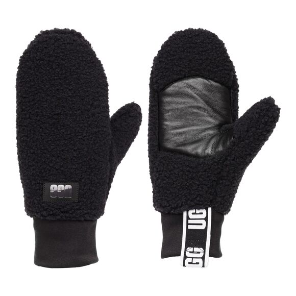 3729 Women's Uggfluff Mitten With Logo Tape Black Small-medium